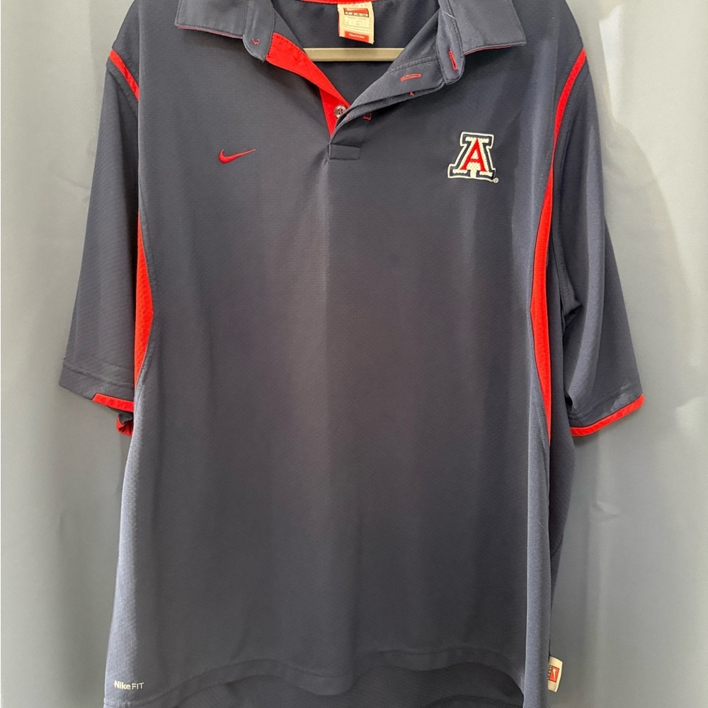 Nike University of Arizona Fit Dry Golf Polo Navy Blue with Red Accents